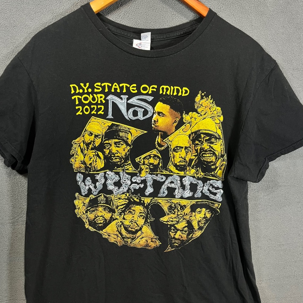 Nas Wu-Tang Clan NY State of Mind Tour 2022 Concert T-Shirt Black Mens Large